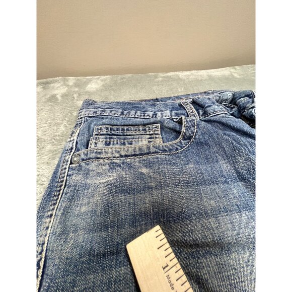 Axel Slim Bootcut Jeans W34 L31 Blue Grunge Stone Wash Cowboy Workwear Distresse - Picture 8 of 14